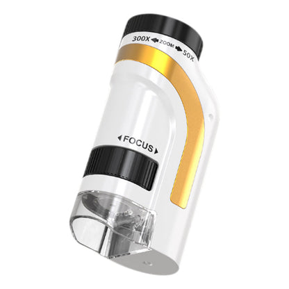 50X-300X Handheld Microscope with LED Lights Portable Pocket Zoom Gold