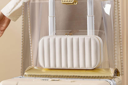 Travel Jewelry Case Jewelry Box Organizer With Mirror Display Case Storage-White