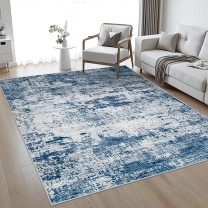 Nordic Crystal Velvet Rug Soft Non Slip for Bedroom Living Room Bedside Floor-Blue