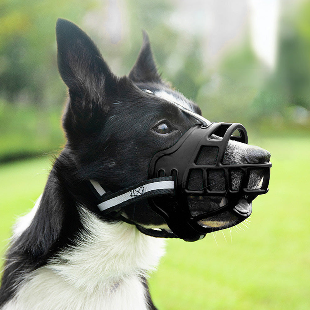 Breathable Rubber Dog Muzzle with Reflective Strap