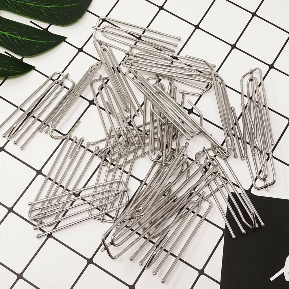 50Pcs 4 Prong Stainless Steel Pinch Pleat Curtain Hooks for Pleated Curtains-Grey