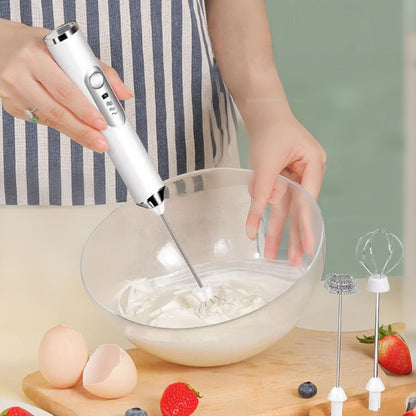 3 in 1 Milk Frother Electric Coffee Stirrers for Coffee Latte Oat Milk-White