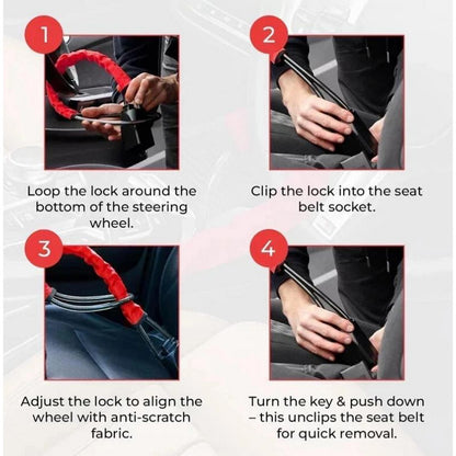 Car Steering Wheel Lock Anti-Theft Car Device for Vehicle SUV Golf Cart