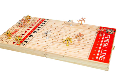 Horse Racing Game Foldable Solid Wood Horse Games Horse Race Board Game With 11 Race Horses