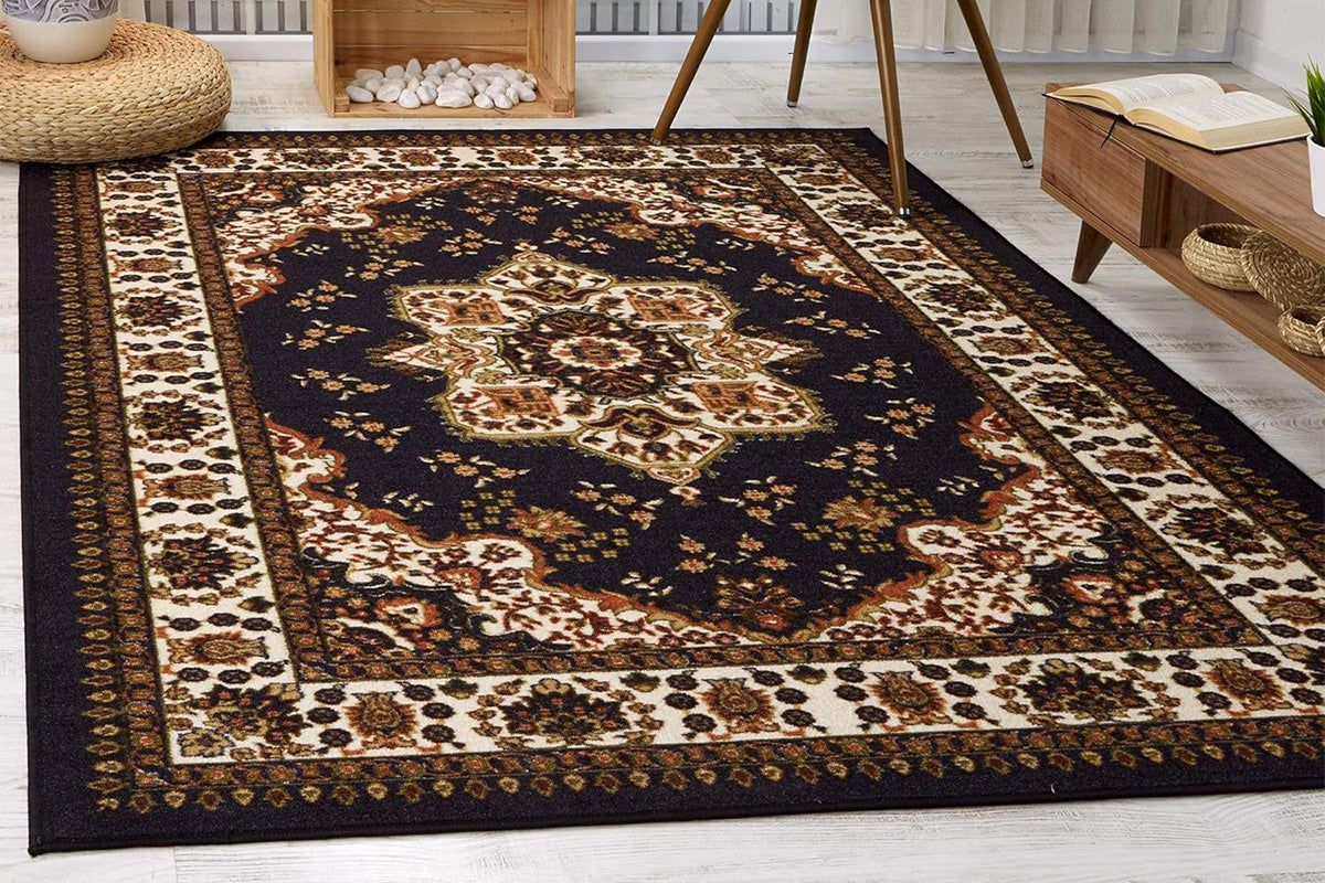 Vintage Boho Rug Non-Slip Floor Carpet - Brown
