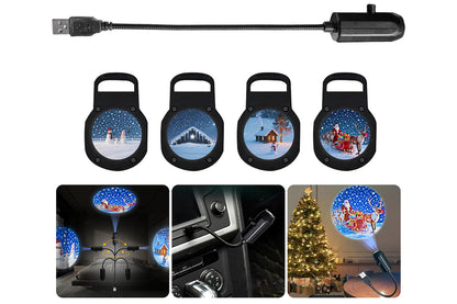 USB Powered Christmas Projector Light - 4 Slides