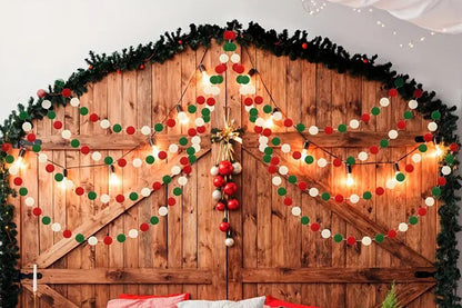 4PCS Christmas Pom Pom Garland Hanging Ball For Christmas Tree Party Decor