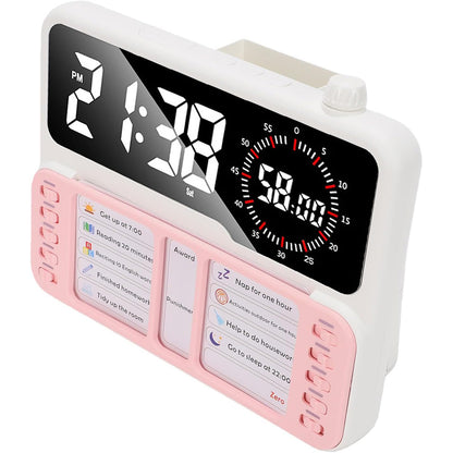 Visual Countdown Timer Clock Task Board and Pen Holder - Pink