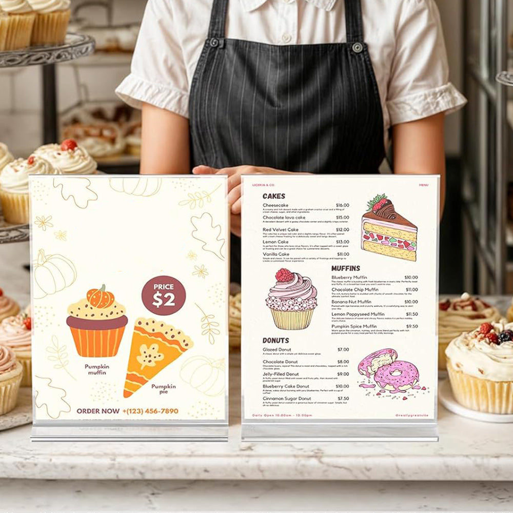 3Pcs Acrylic Sign Holder Clear Menu Stand Vertical Flyer Display for Restaurants