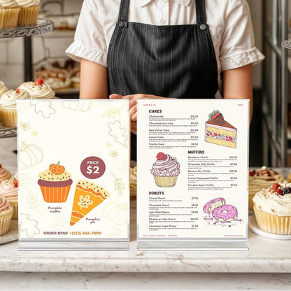 3Pcs Acrylic Sign Holder Clear Menu Stand Vertical Flyer Display for Restaurants