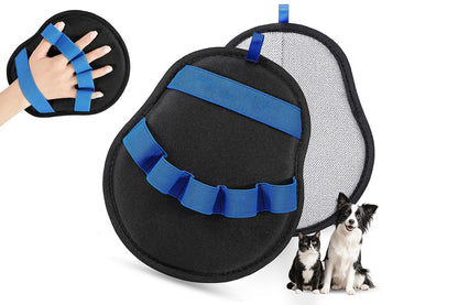 Pet Hair Removal Glove Reusable Electrostatic Grooming Mitt for Cats Dogs -Blue