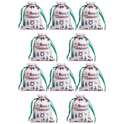10Pcs Christmas Drawstring Storage Bags Xmas Holiday Wrapping Sacks Style 4