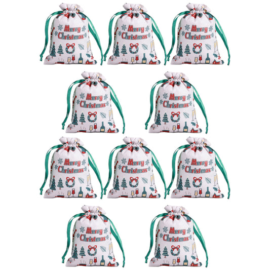 10Pcs Christmas Drawstring Storage Bags Xmas Holiday Wrapping Sacks Style 4