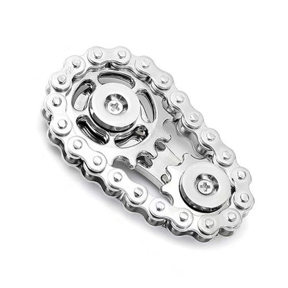 Bike Chain Fidget Toy Metal Spinner Stress Relief Focus Aid Silver