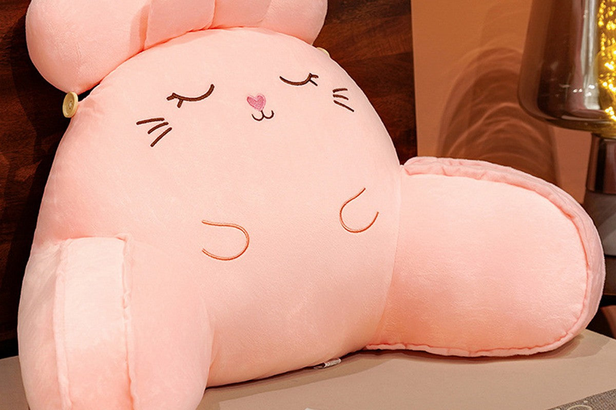 Backrest Reading Pillow Lumbar Support Chair Cushion Back Rest With Arms-Pink