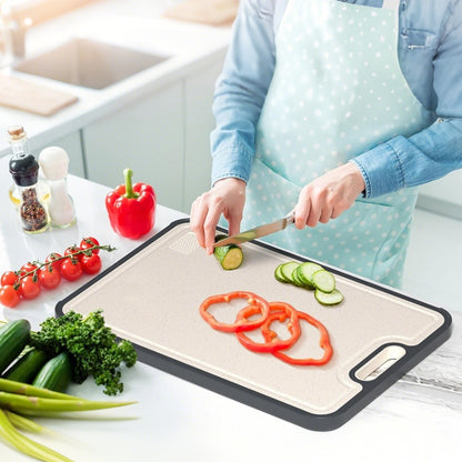 Titanium Cutting Board for Kitchen Cutting Board Double Sided Pure Titanium and Wheat Straw