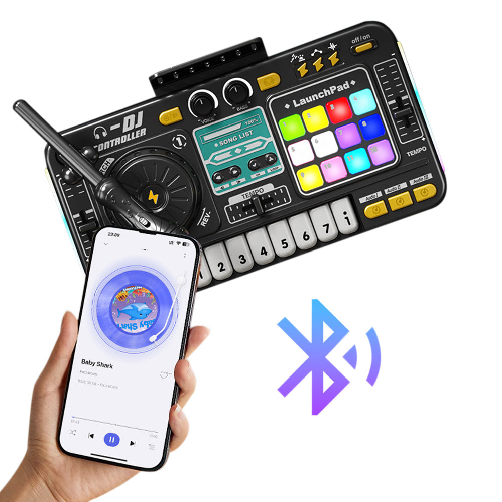 Kids DJ Mixer Musical Toy with Mic & LED Lights