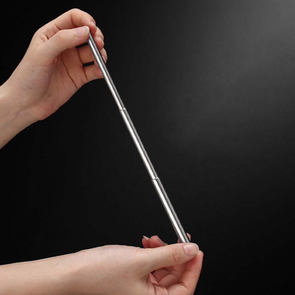 2 Piece Collapsible Stainless Steel Travel Straws with Cases - Black