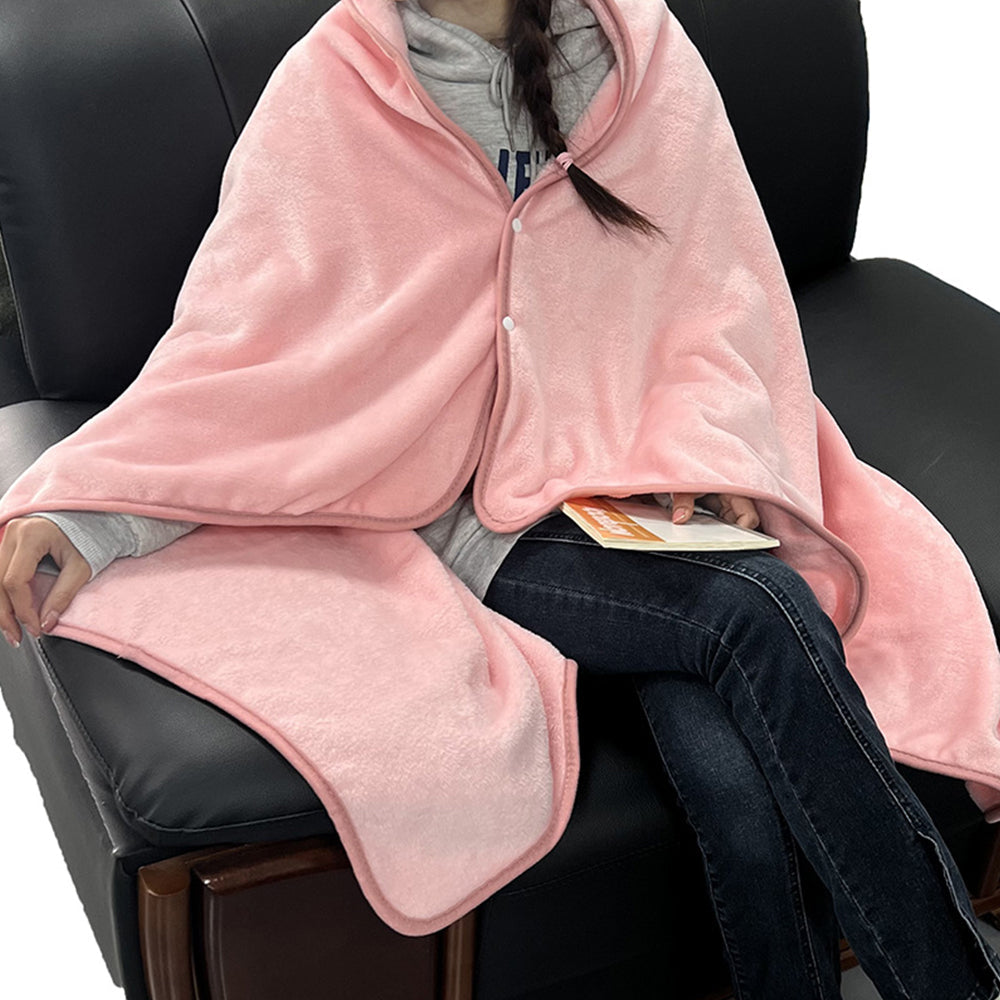 3-in-1 Travel Plane Shawl Blanket Multi-Functional Pillow Cloak Pink