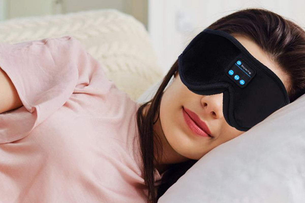 Bluetooth Sleep Headphones Wireless 3D Sleep Mask Bluetooth 5.0 Music Eye Mask with Ultra-Thin Stereo Speaker-Black