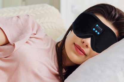 Bluetooth Sleep Headphones Wireless 3D Sleep Mask Bluetooth 5.0 Music Eye Mask with Ultra-Thin Stereo Speaker-Black
