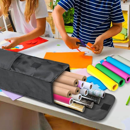Wrapping Paper Storage Bag with Pocket for 9 Christmas Gift Wrap Rolls - Black