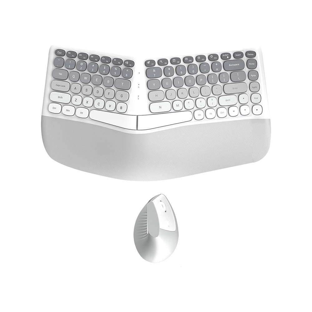 2.4G Wireless Keyboard and Mouse Set with Ergonomic Design 84 Key Keyboard and 6 Button Mouse-Grey