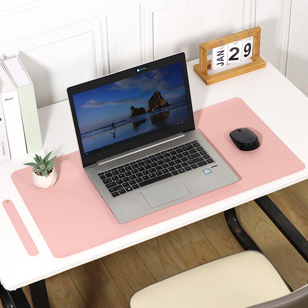 Large PU Leather Desk Mat Waterproof Non Slip Mouse Pad for Office Home-Pink