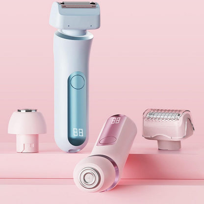 Electric Shaver and Bikini Trimmer with 2 Detachable Heads Facial Hair Remover-Blue