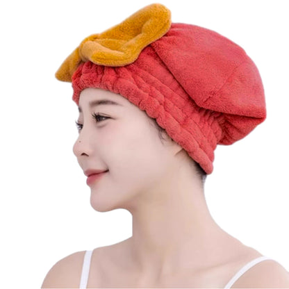 2Pcs Set Quick Absorbent Drying Hair Caps with Bow-Knot Hair Turban Wrap for Women Style 1