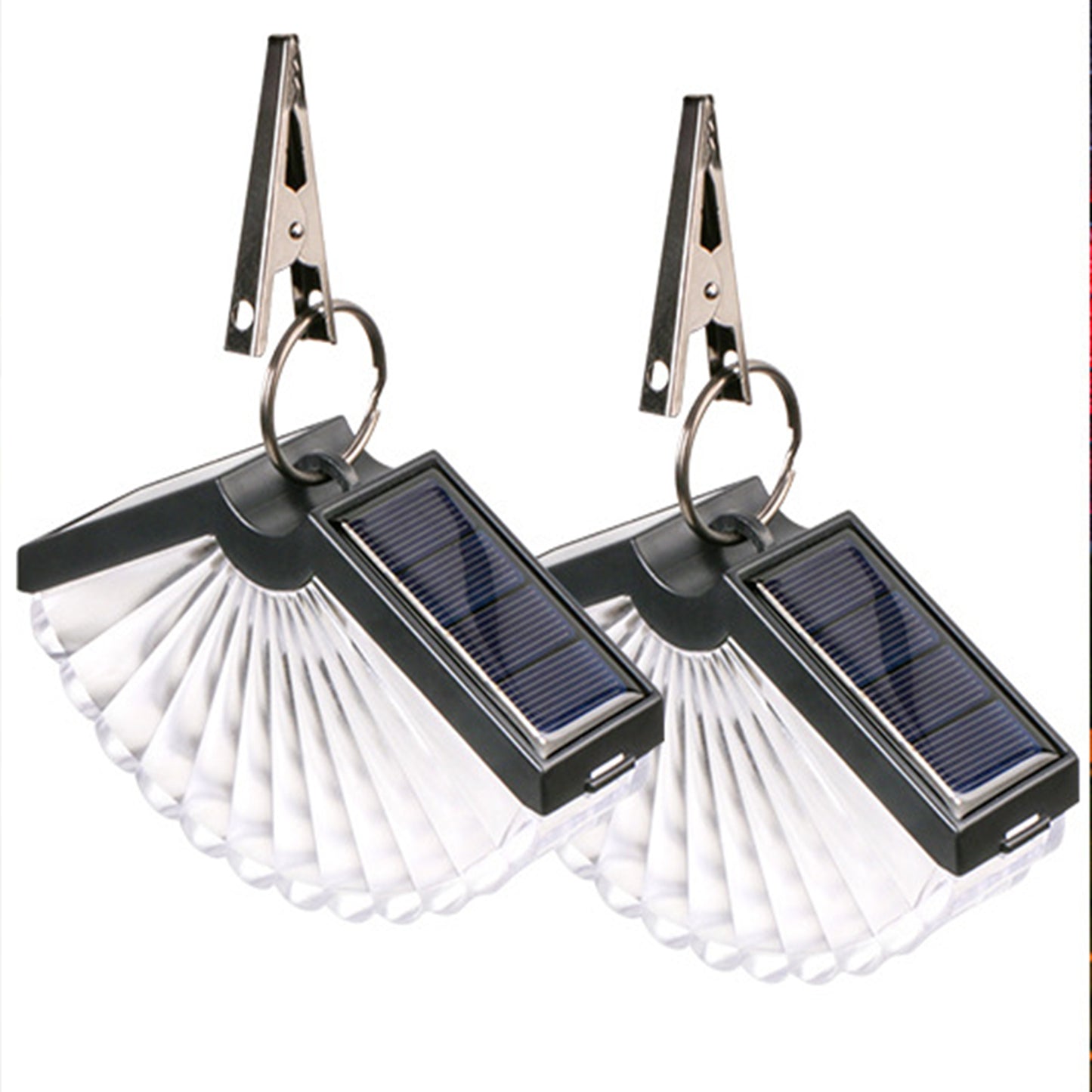 2Pcs Solar Fan-Shaped Wall Mounted Light With Clip Waterproof Outside Light Decor For Patios Courtyard -Warm White