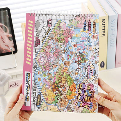 3D Reusable Sticker Scene Book with 10 Themes  - Pink