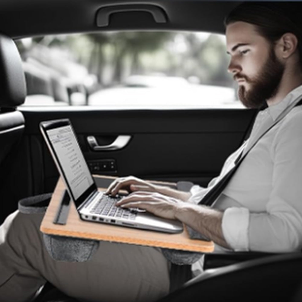 Laptop Desk with Built in Mouse Pad Wrist Pad Laptop Stand with Tablet/Phone Holder Brown