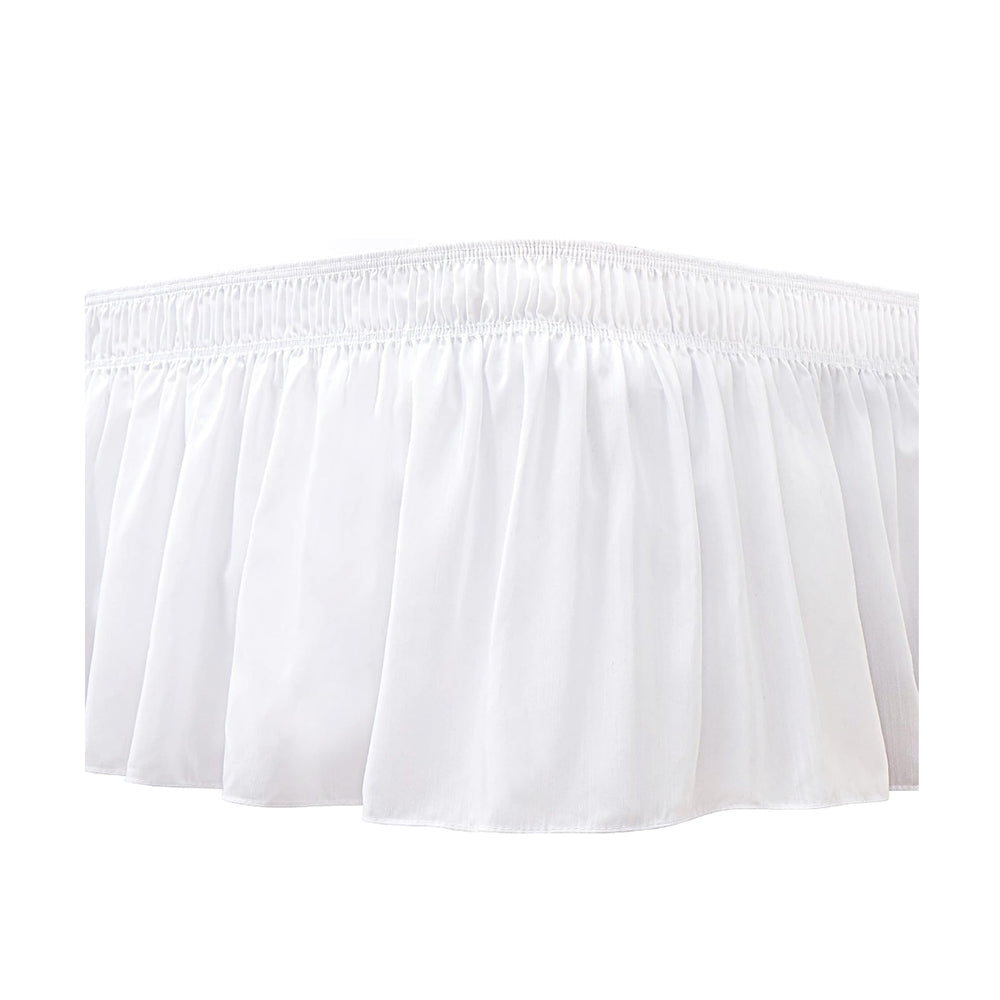 Wrap Around Bed Skirts Dust Ruffles Bed Skirt with Adjustable Elastic Belt White