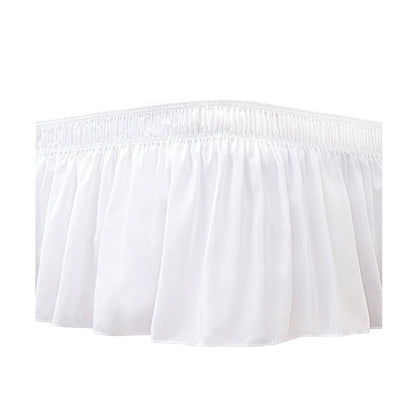 Wrap Around Bed Skirts Dust Ruffles Bed Skirt with Adjustable Elastic Belt White