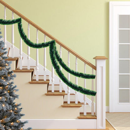 15m Green Christmas Tinsel Garland for Holiday Party & Home Decoration