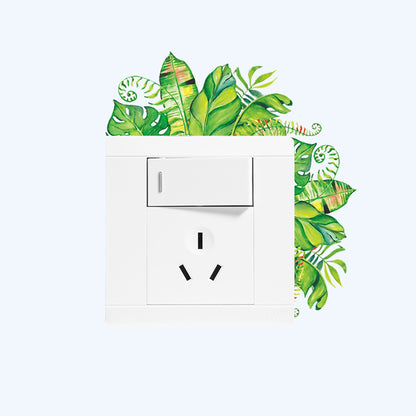 4 Sheets Green Plant Flower Wall Decals Green Leaf Stickers Switch Decals