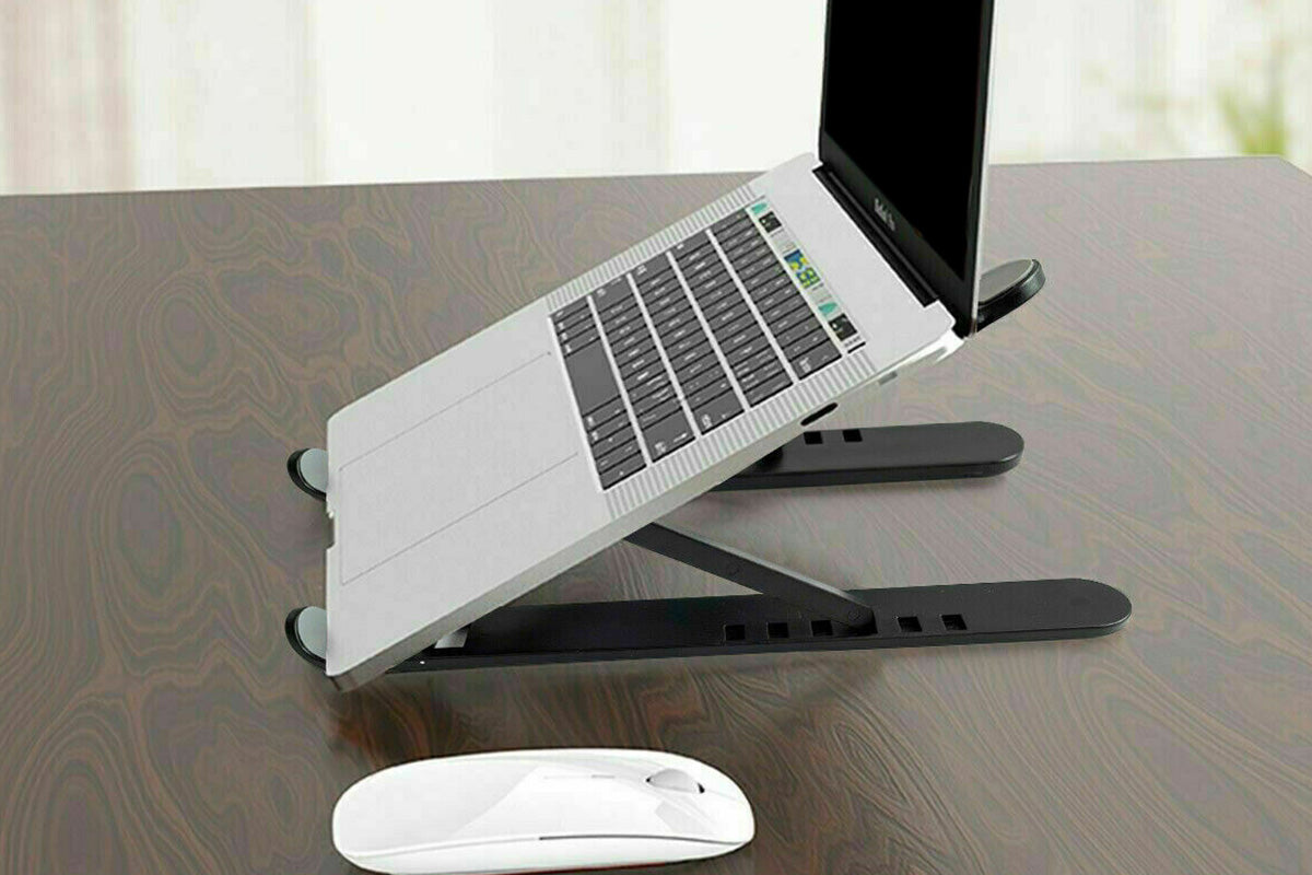 Adjustable Height Foldable Aluminum Laptop Stand - Black