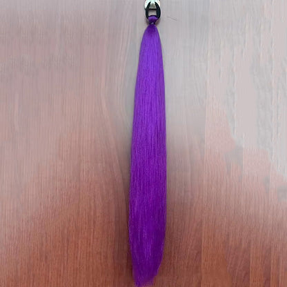 2PCS Purple Ponytail Extensions with Elastic Tie Straight Sleek Wrap Around Braids Purple