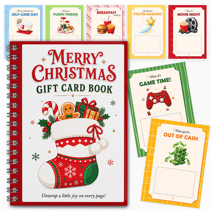 Christmas Gift Card Book Coil Bound Card Holder Book - Socks