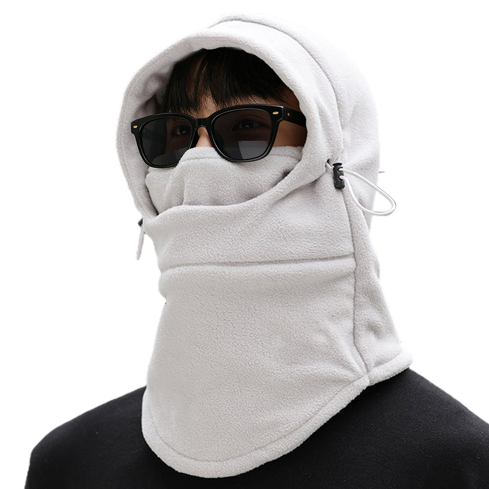 3-in-1 Winter Cycling Balaclava Thermal Fleece Face Mask-Light Grey