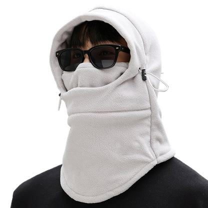 3-in-1 Winter Cycling Balaclava Thermal Fleece Face Mask-Light Grey