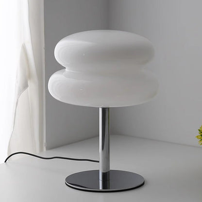 Mid Century Modern Egg Tart Nightstand Lamp ââ‚?Dimmable Bedside Light White