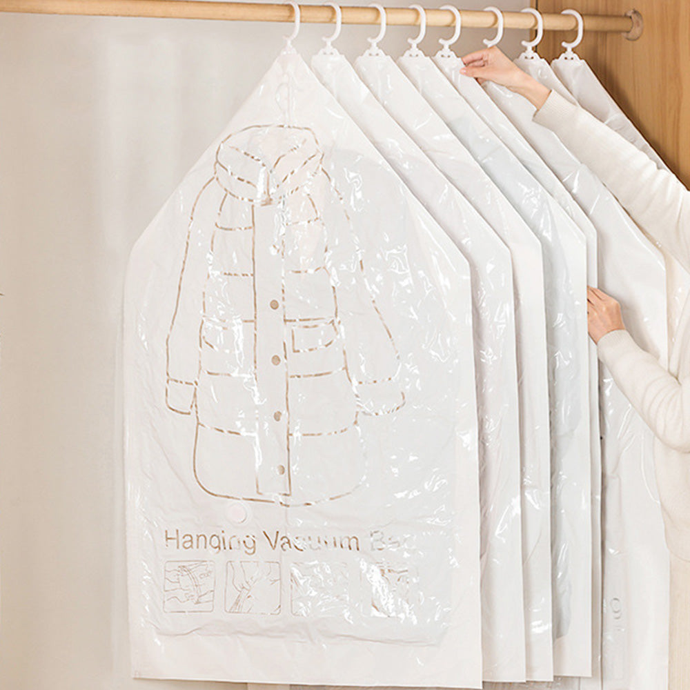 4Piece Hanging Vacuum Clothes Storage Bags with Pump