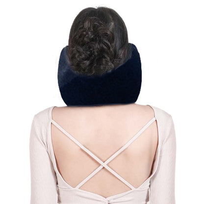 Travel Neck Pillow Airplane Neck Support Pillow with Noise Reducing Earmuffs Deep Blue