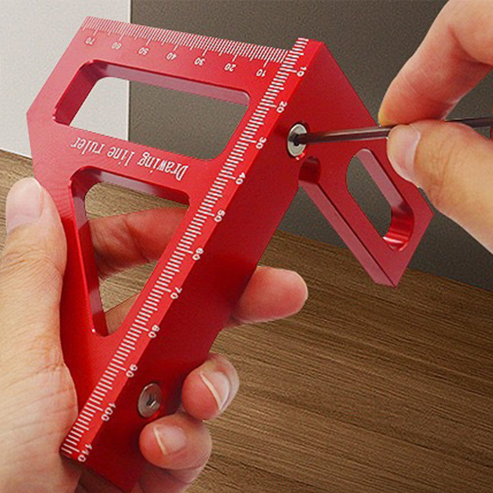 Multi-Angle Measuring Ruler Kit 45/90 Degree Aluminum Alloy Protractor Drawing Line Miter Triangle Tool for Woodworking