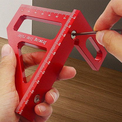 Multi-Angle Measuring Ruler Kit 45/90 Degree Aluminum Alloy Protractor Drawing Line Miter Triangle Tool for Woodworking