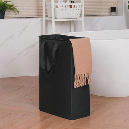 Slim Collapsible Laundry Basket with Handles for Small Spaces Black
