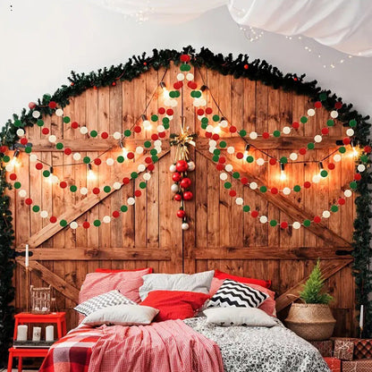 2PCS Christmas Pom Pom Garland Hanging Balls for Christmas Tree Party Decor