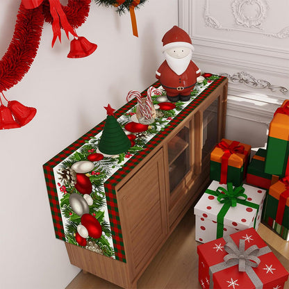 Linen Christmas Table Runner Long Farmhouse Holiday Table Decor for Kitchen Home Style 1